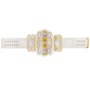 Ceinture de championnat de la WWE en cuir blanc avec design or et argent, qualité supérieure, pour les fans et les collectionneurs - Product Image 1