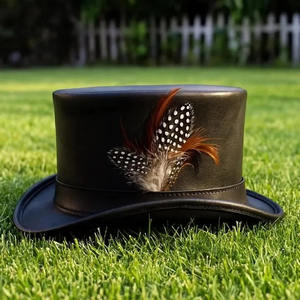 Real Leather Cowboy Hats Stylish Genuine Leather Handmade Durable Multi Use custom leather cowboy hats - Product Image 1