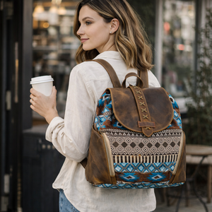 Sac à dos unisexe artisanal léger et portable en cuir véritable et toile pour les voyages, l'université, l'usage quotidien et les sorties décontractées - Product Image 3