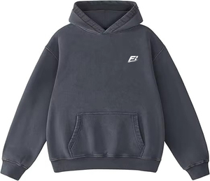 เสื้อฮู้ดดี้ผู้ชายทรงโอเวอร์ไซส์ ยี่ห้อ OEM ล้างสีแบบเฟด แขนยาว สไตล์สตรีทแวร์ ผ้าฝ้ายเฟรนช์เทอร์รี่ สีพื้น มีกระเป๋า - Product Image 1
