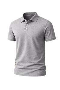 เสื้อเชิ้ตผู้ชายผ้าถักดีไซน์กระดุม แห้งเร็ว แขนสั้น ผ้าฝ้าย 100% ปิเก้ ระบายอากาศดี สีพื้น ทรงปกติ - Product Image 2