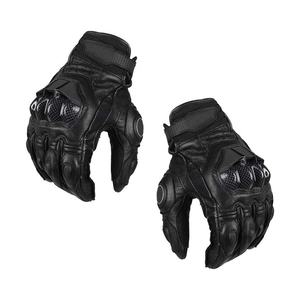Gants de motards de protection de descente Gants de motocyclette en cuir véritable noir Gants d'équitation à doigts entiers Gants de motocyclette pour la course - Product Image 1