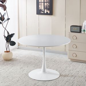 Tavolo Tulip Bianco da 107 cm in MDF Stile Mid-Century per 4-6 Persone con Piedistallo per Spazi Angolari - Product Image 2