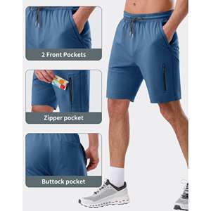 Shorts personnalisés avec logo pour hommes, tissu léger anti-rides en coton, nylon et élasthanne, taille élastique, style jogger. - Product Image 2
