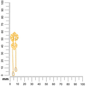 Elegant 14K Gold Finish Long <b>Dangle</b> <b>Earrings</b> with Intricate Floral Motifs Brilliant Lab Grown Accents and Double Chain - Product Image 5