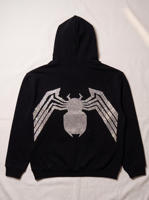 Sweat à capuche d'hiver pour homme, couleur unie, avec motif araignée en strass au dos, coupe oversize, style streetwear de luxe, 100% coton numérique