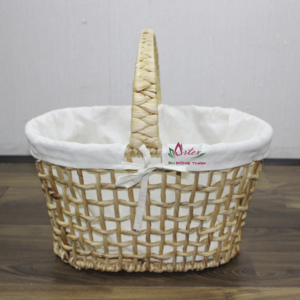 Panier de pique-nique tressé en jacinthe d'eau, panier de rangement pour fleurs avec doublure en tissu amovible et poignée - Product Image 6