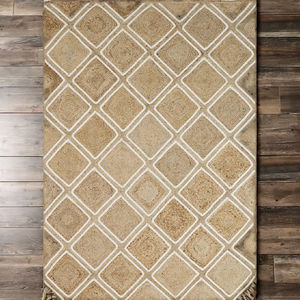 Handmade <b>Beige</b> Jute Rug Set High Quality Artisan Design with Natural Parquetry Tufted <b>Cushioned</b> Feature for Home Use - Product Image 1