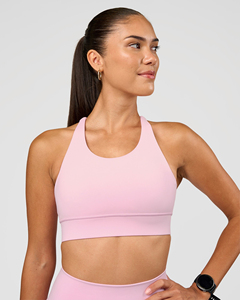 Soutien-gorge de sport à col montant, couleur unie, haut de yoga et de fitness, débardeur court athlétique pour femme - Product Image 1