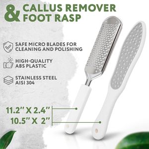 Removedor de callos de pie de pedicura profesional, mango ergonómico, raspador de callos de acero inoxidable de doble cara blanco, juego de limas para pies - Product Image 2