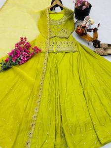 New Arrivals Latest Fashion Elegant Wedding <b>Party</b> Wear <b>Top</b> Lehenga Dupatta Set simmer silk - Product Image 6