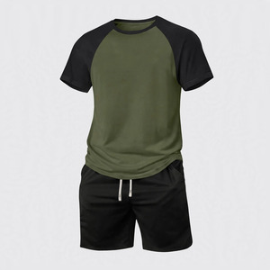 2026 Wholesale Summer Men's Casual Shorts <b>Set</b> Plain Color Solid 100% Cotton Jersey Quick Dry Knitted Customized Logo <b>Twin</b> <b>Set</b> - Product Image 2