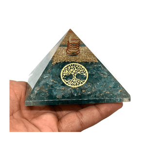 Wholesale Handmade Aquamarine <b>Orgone</b> <b>Pyramid</b> Agate Gemstone Material for Throat Chakra Healing Calmness Clarity Home Decoration - Product Image 3
