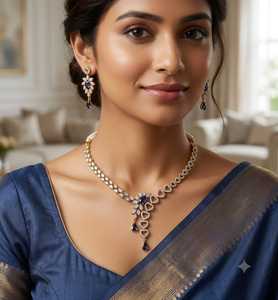 New Ad Zinc Alloy Gold Plated Crystal Rhinestone Flower Design Wedding Jewelry Women's Classic Style Necklace and Earrings <b>Set</b> - Product Image 1