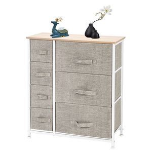 Cassettiera Stile Fattoria con 7 Cassetti, Unità di Stoccaggio per Camera da Letto, Corridoio, Armadio, Ufficio, Struttura in Acciaio e Piano in Legno - Product Image 1