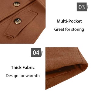 Women's Wool <b>Trench</b> <b>Coat</b> Double Breasted Solid Color Midi Length Full Sleeve Elegant Outerwear Notched Collar - Product Image 4