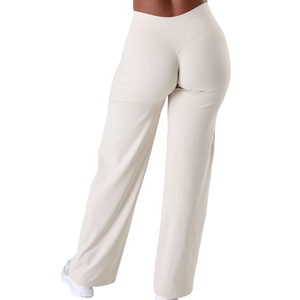 Pantalon de yoga blanc pour femme, coupe large, léger, taille haute, pour l'entraînement, la gym, les tenues décontractées et les activités sportives - Product Image 2
