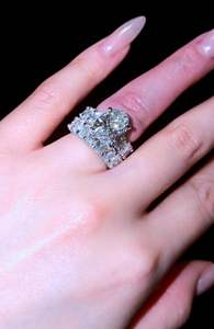 9.4CTW Moissanite Round Cut Two-Piece <b>Ring</b> <b>Set</b> Stylish 925 <b>Silver</b> with Closed Design Perfect Birthday Gift for Girlfriend - Product Image 3