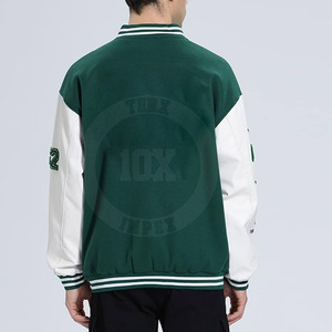 Chaqueta Letterman de Lujo, Mezcla de Lana Gruesa, Ribete de Punto Acanalado, Diseño Bordado, Chaqueta Casual de Invierno - Product Image 6