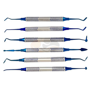 Ensemble de 6 instruments chirurgicaux orthopédiques manuels en titane doré pour composite ionomère, avec cassette bleue, haute qualité - Product Image 5