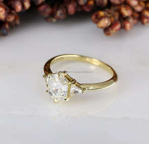 IGI/GIA Lab Grown Cut Diamond <b>Vintage</b> 14k Yellow Wedding/Engagement <b>Ring</b> Unisex Fine White <b>Gold</b> for Anniversary Party-Worthy - Product Image 4