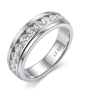 Eternity Band <b>Ring</b> 925 Silver Plated 18K <b>Gold</b> Plated Rhodium Plated Rose <b>Gold</b> Plated Moissanite Round Pave <b>Set</b> - Product Image 6