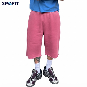320GSM Cotton French Terry <b>Men's</b> Baggy Sweat <b>Shorts</b> Elastic Waist Knee Length Oversized <b>Lounge</b> Streetwear - Product Image 4