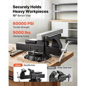 Étau d'établi robuste en fonte ductile de 10 pouces avec base pivotante à 360° et enclume pour usage industriel - Product Image 2