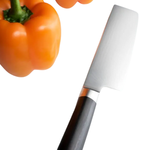 Couteau de chef Nakiri de 6,5 pouces, lame en acier inoxydable, manche en bois brun, couteau de cuisine pour hacher, trancher et couper en dés les légumes - Product Image 4