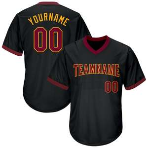 Maillot de baseball personnalisé sur mesure, uniforme d'équipe, nom et numéro du joueur personnalisés, col en V, manches courtes, OEM, marque privée - Product Image 1
