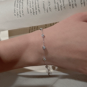 S925 Sterling Silver Korean Style Retro Niche Zircon <b>Beads</b> Chain & Link <b>Bracelet</b> Simple Personality Jewelry Gift - Product Image 5