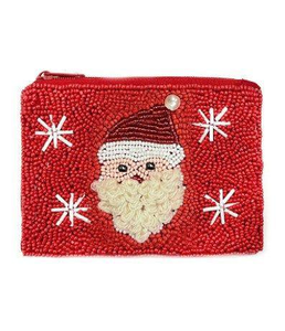 BY MULTI CRAFT Porte-monnaie perlé Joyeux Noël avec flocons de neige argentés en rouge, Porte-monnaie de Noël Naughty Nice - Product Image 3
