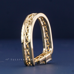 Bague de créateur en or 14 carats avec diamant de laboratoire pour homme, alliance minimaliste au look haut de gamme avec pierres pour fiançailles et soirées - Product Image 6