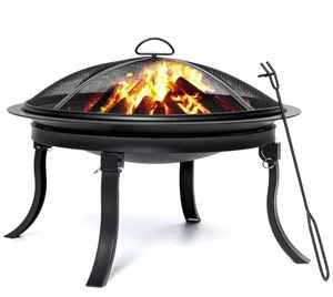 เตาผิงเหล็กกลางแจ้งแบบ Chiminea สำหรับเผาไม้ พร้อมตะแกรงกันประกายไฟ รูปทรงกลม สำหรับลานบ้าน สวนหลังบ้าน เครื่องทำความร้อนสำหรับตั้งแคมป์ - Product Image 2