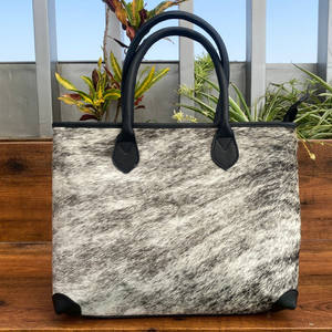 Bolso de mano de talla grande de piel de vaca auténtica, bolso de hombro, bolso de mano con pelo en piel, elegante bolso de compras Occidental para uso de mujer - Product Image 2