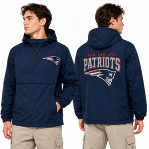 Chaqueta Anorak Deportiva para Hombre, Estilo Patriots, con Logotipo Bordado Personalizado, Sudadera con Capucha, Cortavientos, Proveedor de Ropa Deportiva al por Mayor - Product Image 1