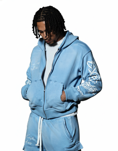 Conjunto de Sudadera con Capucha y Pantalones Cortos con Estampado de Diamantes de Imitación para Hombre, Corte Regular, Dos Piezas, Ropa Deportiva Personalizada de Verano, OEM, para Hombre y Mujer - Product Image 1