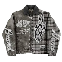 Conjunto de Jeans de Mezclilla Gruesos para Hombre, Efecto Desgastado, Estilo Vintage, Bordado, Técnica de Impresión con Pedrería
