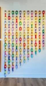 FAIZA CRAFT Home Decoration Resin Chain Wall Art Mixed Link Hanging <b>Screen</b> Interior Room Divider <b>Partition</b> Modern Handmade - Product Image 2
