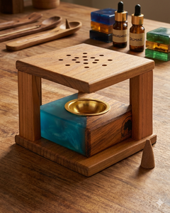 Wooden Arabic Incense Bakhoor Burner with Ginger Tea Benzoin Scent Mubkhar <b>Gift</b> <b>Candle</b> Holder for Ramadan - Product Image 1