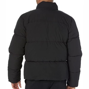Veste matelassée noire pour homme, coupe-vent, rembourrée de duvet, fermeture éclair, manteau d'hiver décontracté, coupe régulière, couleur unie, vêtement d'extérieur - Product Image 5