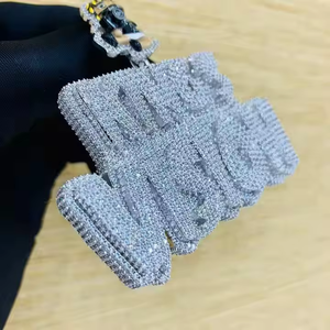 Iced Out Custom Name Letter Pendant 925 <b>Silver</b> Moissanite Letter <b>Charms</b> Luxury Hip Hop Style Pendant Pass Diamond Tester Pendant - Product Image 4