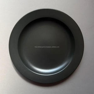 Assiette ronde en émail de 8 pouces avec bord bleu, plat de service en métal, prix bas, designs personnalisables, assiettes et plats en émail pour restaurant - Product Image 4