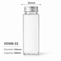 Botella PET Rectangular Premium de 500 ml al por Mayor, Tapa de Rosca de 55 mm, Superficie Transparente, Plástico Virgen de Grado Alimenticio para Bebidas