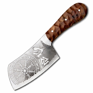 Cuchillo de Carnicero Mini Cleaver Hecho a Mano por SAZ ENTERPRISES, Hoja Fija, Forjado a Mano en Acero, Mango de Madera, Extra Afilado - Product Image 1