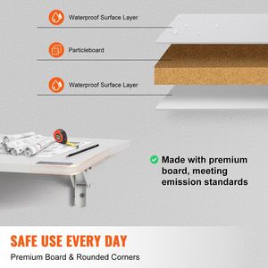 Wall Mounted 31.5\" X 19.69\" Folding Drop Leaf Table Iron Bracket Floating Computer <b>Desk</b> <b>Small</b> Foldable <b>Desk</b> - Product Image 5