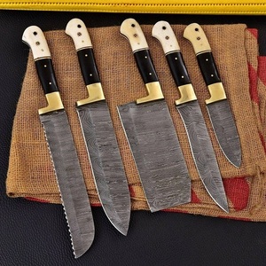 Handmade Damascus Steel Chef <b>Knife</b> <b>Set</b> 5 Pieces Kitchen <b>Knife</b> <b>Set</b> with Bone and Micarta Handle Hunting <b>Knives</b> By A&M EnterPrises - Product Image 3