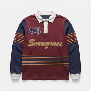 เสื้อฟุตบอลแขนสั้นลายทาง SNOWGRACE คอวี ปักโลโก้ ยูนิเซ็กส์ ผู้ใหญ่ ใส่สบาย ระบายอากาศได้ดี ผ้าโพลีเอสเตอร์ ทรงหลวม - Product Image 1