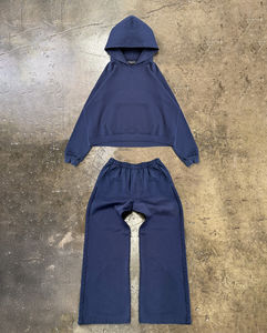 Conjunto de Sudadera con Capucha y Pantalones Deportivos Personalizados, Traje Deportivo con Bordado Desgastado, Apliques y Parches, Lavado Ácido, para Hombre y Mujer - Product Image 3