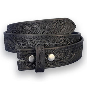 Cinturón de herramientas de cuero occidental con relieve floral tallado a mano para hombres de alta calidad con botón a presión para cambio de hebilla - Product Image 3